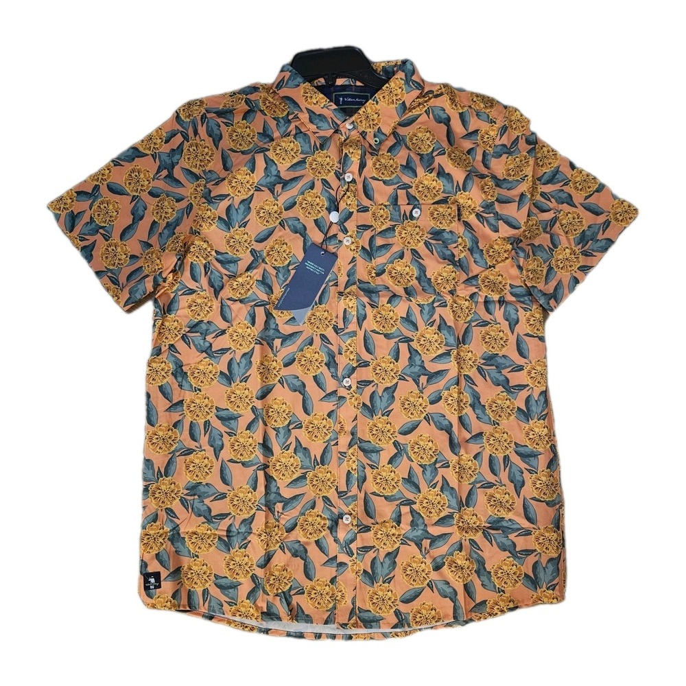 William Murray Golf Button Down Shirt Men's Large Tropical Mums NWT